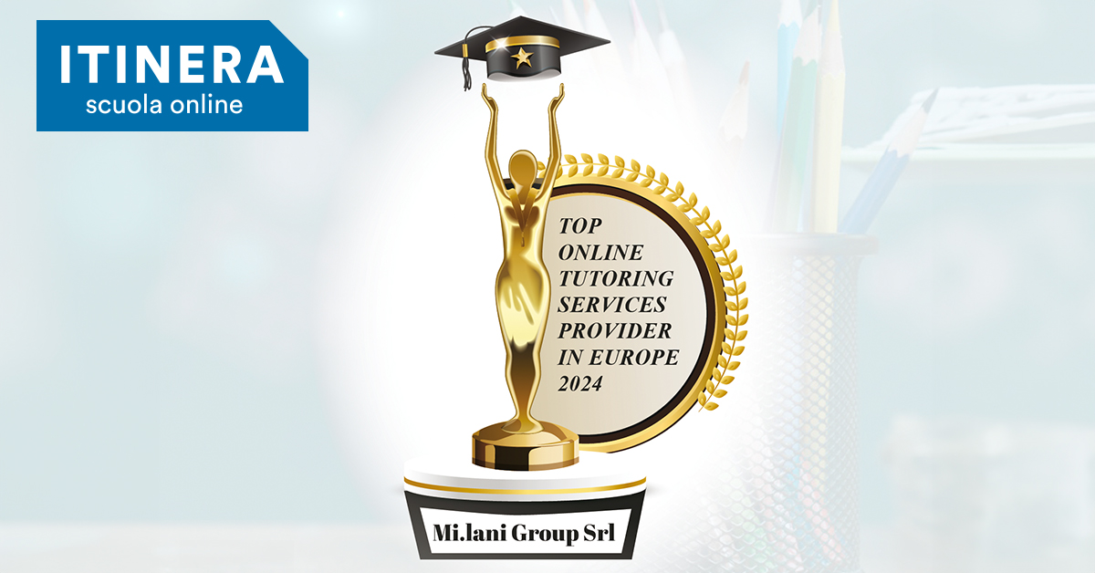 Itinera Scuola Online si aggiudica il prestigioso premio "Top 10 del Tutoraggio Online in Europa" conferito da Education Technology Insights